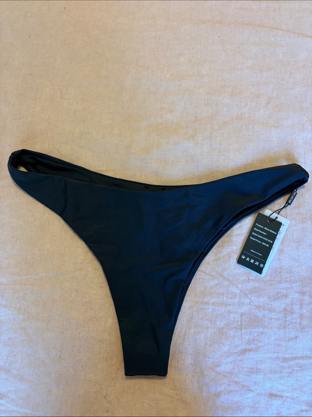 NWT RELLECIGA Black High-Cut Bikini Bottom Size Extra Large